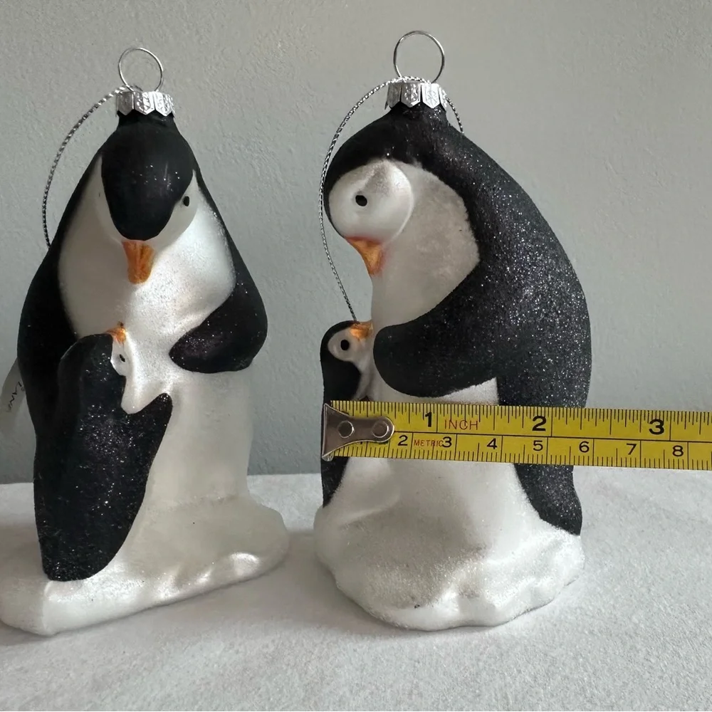 Crate&Barrel Black and White Penguin Ornament Set NWT